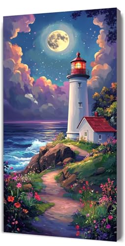 Malen Nach Zahlen Erwachsene Leuchtturm Mond, DIY Handgemalt Malen Nach Zahlen, mit Leinwand Pinseln Acrylpigment, Paint by Numbers Adult Kinde Anfänger, für Geschenke Home Haus Deko, 70x140cm D-54 Malen Nach Zahlen Erwachsene Leuchtturm Mond, DIY Handgemalt Malen Nach Zahlen, mit Leinwand Pinseln Acrylpigment, Paint by Numbers Adult Kinde Anfänger, für Geschenke Home Haus Deko, 70x140cm D-54 von Lionhai