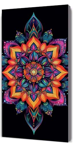Malen Nach Zahlen Erwachsene Mandala Blume, Malen Nach Zahlen Kinder ab 7, DIY Digitales Ölgemälde Set auf Leinwand Mit 3 Bürsten Pinseln und Hochwertig Acrylpigment, für Zuhause Dekor 100x200cm D-333 von Lionhai