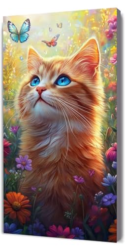 Malen Nach Zahlen Erwachsene Niedlich Katze, Malen Nach Zahlen Kinder ab 7, DIY Digitales Ölgemälde Set auf Leinwand Mit 3 Bürsten Pinseln und Hochwertig Acrylpigment, für Zuhause Dekor 60x120cm D-291 von Lionhai