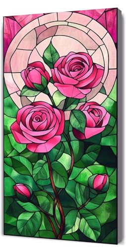 Malen Nach Zahlen Erwachsene Rose Rosa, Malen Nach Zahlen Kinder ab 7, DIY Digitales Ölgemälde Set auf Leinwand Mit 3 Bürsten Pinseln und Hochwertig Acrylpigment, für Zuhause Dekor 60x120cm D-368 von Lionhai