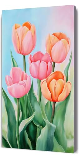 Malen Nach Zahlen Erwachsene Schönheit Tulpe, Malen Nach Zahlen Kinder ab 7, DIY Digitales Ölgemälde Set auf Leinwand Mit 3 Bürsten Pinseln und Hochwertig Acrylpigment, für Zuhause Dekor 40x80cm D-382 von Lionhai