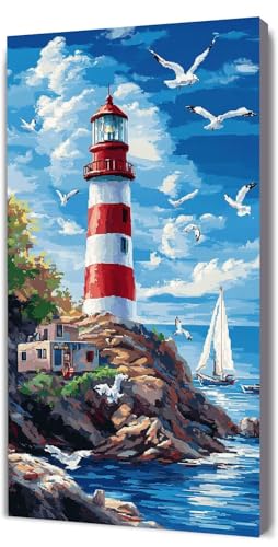Malen Nach Zahlen Erwachsene Segelboot Leuchtturm, DIY Handgemalt Malen Nach Zahlen, mit Leinwand Pinseln Acrylpigment, Paint by Numbers Kinde Anfänger, für Geschenke Home Haus Deko, 70x140cm D-59 Malen Nach Zahlen Erwachsene Segelboot Leuchtturm, DIY Handgemalt Malen Nach Zahlen, mit Leinwand Pinseln Acrylpigment, Paint by Numbers Kinde Anfänger, für Geschenke Home Haus Deko, 70x140cm D-59 von Lionhai