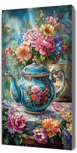 Malen Nach Zahlen Erwachsene Tasse Blume, Malen Nach Zahlen Kinder ab 7, DIY Digitales Ölgemälde Set auf Leinwand Mit 3 Bürsten Pinseln und Hochwertig Acrylpigment, für Zuhause Dekor 100x200cm D-6 von Lionhai