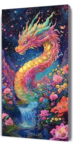 Malen Nach Zahlen Erwachsene Traum Drachen, DIY Handgemalt Malen Nach Zahlen, mit Leinwand Pinseln Acrylpigment, Paint by Numbers Adult Kinde Anfänger, für Geschenke und Home Haus Deko, 50x100cm D-408 von Lionhai