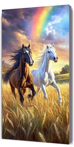 Malen Nach Zahlen Erwachsene Wiese Pferd, Malen Nach Zahlen Kinder ab 7, DIY Digitales Ölgemälde Set auf Leinwand Mit 3 Bürsten Pinseln und Hochwertig Acrylpigment, für Zuhause Dekor 100x200cm D-38 von Lionhai
