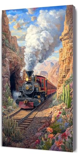 Malen Nach Zahlen Erwachsene Zug Karikatur, Malen Nach Zahlen Kinder ab 7, DIY Digitales Ölgemälde Set auf Leinwand Mit 3 Bürsten Pinseln und Hochwertig Acrylpigment, für Zuhause Dekor 30x60cm D-313 von Lionhai