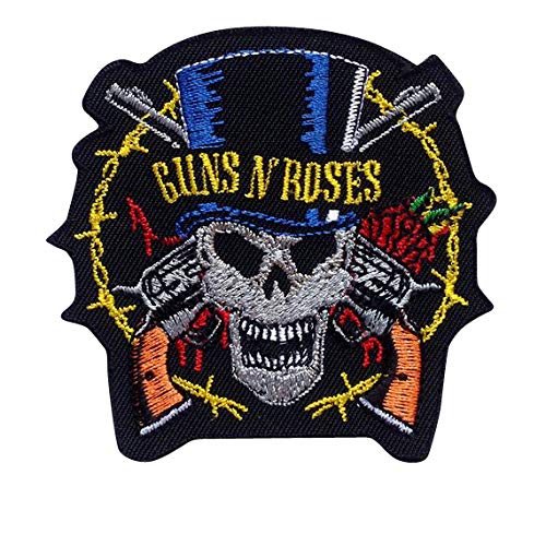 Guns N Rose Rocker Skull Hard Rock Heavy Metal Aufnäher Besticktes Patch zum Aufbügeln Applique Souvenir Zubehör von LipaLipaNa