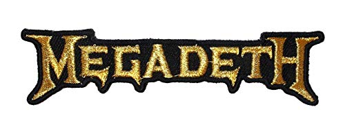 Megadeth Gold Band Logo Heavy Metal Music Embroidered Iron On Applique Patch Aufnäher Besticktes Patch zum Aufbügeln Applique Souvenir Zubehör von LipaLipaNa