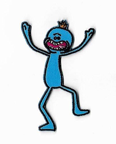 Rick & Morty Patch (3.5 Inch) Mr Meeseeks Embroidered Iron or Sew on Badge Applique Souvenir DIY Costume Rick Sanchez Cosplay Aufnäher Besticktes Patch zum Aufbügeln Applique Souvenir Zubehör von LipaLipaNa