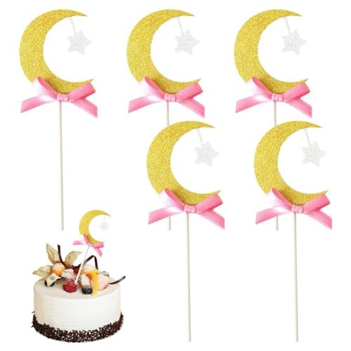 6pcs Crescent Mond Glitzer Cupcake Topper - Kuchendekorationen - Partydekor Feier Ramadan Eid Cake Dekorationen von Lipfer