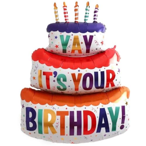 Großer Happy Birthday-ballon, Dreischichtige Geburtstagskuchen-ballons Für Geburtstagsparty-zubehör, Babyparty-dekorationen von Lipfer