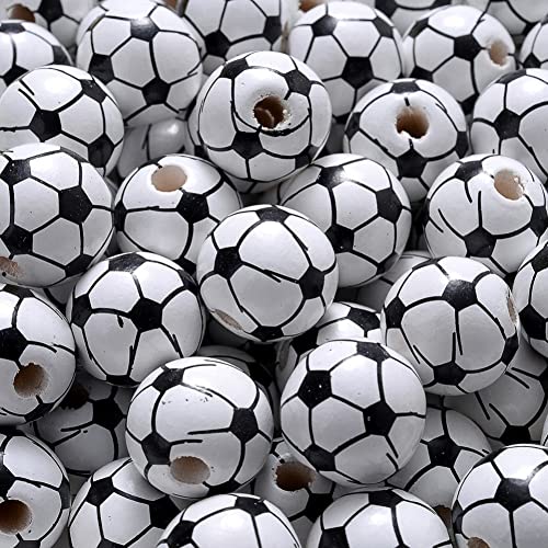 Lipfer 30pcs 16mm Runde Ball Perlen Basketball Baseball Tennis Perlen DIY Machen Sport Schulde Jumen Braket Haltkette von Lipfer