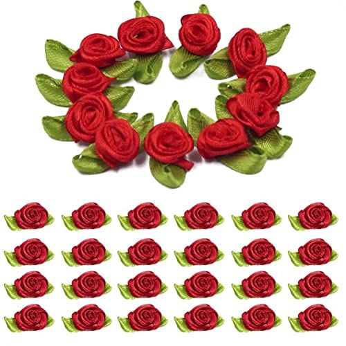 Lipfer 50pcs Mini Roses Band Blumen Für Kunsthandwerk, Stoff Satinbandbögen, Kleine Rosetten Winzige Blumen Für Handwerk, DIY, Nähen, Hochzeit, Braut Geschenkverpackungsdekoration von Lipfer