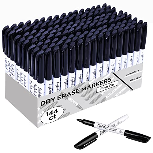 LiqInkol Dry Erase Marker Stifte mit feiner Spitze, Großpackung mit 144 Stück mit Schwarz, Whiteboard-Marker Bulk mit geringem Geruch, Bürobedarf für Schule, Büro oder Zuhause LiqInkol Dry Erase Marker Stifte mit feiner Spitze, Großpackung mit 144 Stück mit Schwarz, Whiteboard-Marker Bulk mit geringem Geruch, Bürobedarf für Schule, Büro oder Zuhause von LiqInkol