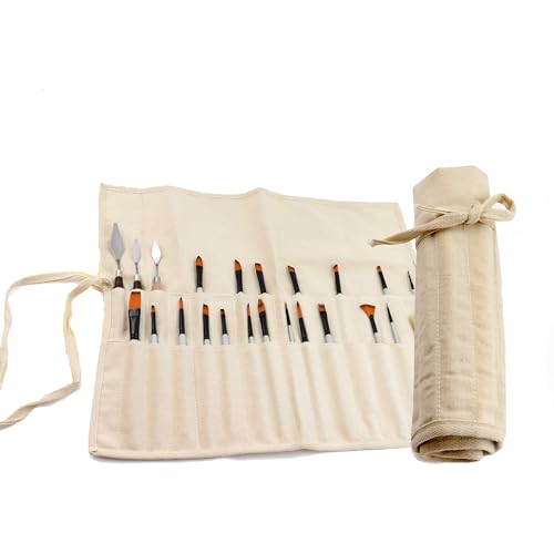 Liquidraw Pinselhalter aus Segeltuch mit 30 Fächern, naturfarben, aufrollbare Pinsel-Aufbewahrungstasche, ideale Tasche für Pinsel und Kunstwerkzeug, einfach zu tragen, 53 x 45 cm, ideal für die Liquidraw Pinselhalter aus Segeltuch mit 30 Fächern, naturfarben, aufrollbare Pinsel-Aufbewahrungstasche, ideale Tasche für Pinsel und Kunstwerkzeug, einfach zu tragen, 53 x 45 cm, ideal für die von Liquidraw