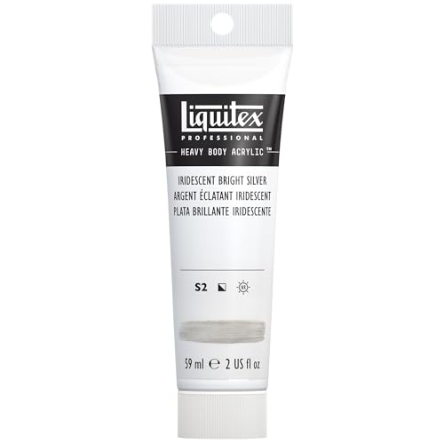 Liquitex 1045236 Professional Heavy Body Acrylfarbe in Künstlerqualität mit ausgezeichneter Lichtechtheit in buttriger Konsistenz, 59ml Tube - Irisierendes helles Silber von Liquitex