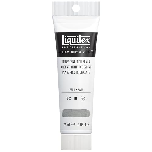 Liquitex 1045239 Professional Heavy Body Acrylfarbe in Künstlerqualität mit ausgezeichneter Lichtechtheit in buttriger Konsistenz, 59ml Tube - Irisierendes sattes Silber von Liquitex