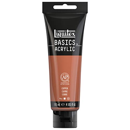 Liquitex 1046230 Basics - Acrylfarbe, monopigmentierte Künstlerpigmente, lichtecht, mittlere Viskosität, Achivqualität, seidenglänzender Finish, 118ml Tube, kupfer von Liquitex