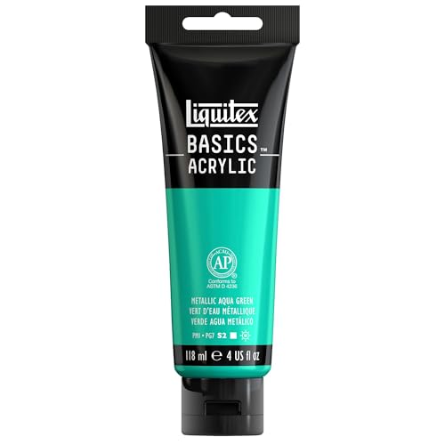 Liquitex 1046339 Basics Acrylfarbe 118ml - Metallic Aquagrün – Künstler-Acrylfarbe, hochpigmentiert, lichtecht, mittlere Viskosität, seidenglänzend, deckend – Ideal für Leinwand, Holz & Papier Liquitex 1046339 Basics Acrylfarbe 118ml - Metallic Aquagrün – Künstler-Acrylfarbe, hochpigmentiert, lichtecht, mittlere Viskosität, seidenglänzend, deckend – Ideal für Leinwand, Holz & Papier von Liquitex