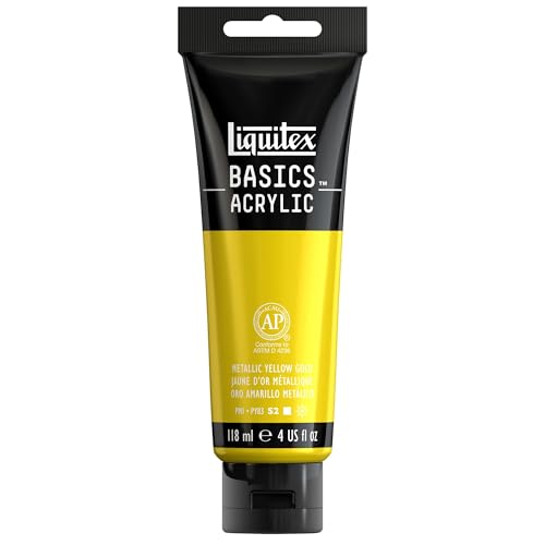 Liquitex 1046343 Basics Acrylfarbe 118ml - Metallic Gelbgold – Künstler-Acrylfarbe, hochpigmentiert, lichtecht, mittlere Viskosität, seidenglänzend, deckend – Ideal für Leinwand, Holz & Papier Liquitex 1046343 Basics Acrylfarbe 118ml - Metallic Gelbgold – Künstler-Acrylfarbe, hochpigmentiert, lichtecht, mittlere Viskosität, seidenglänzend, deckend – Ideal für Leinwand, Holz & Papier von Liquitex