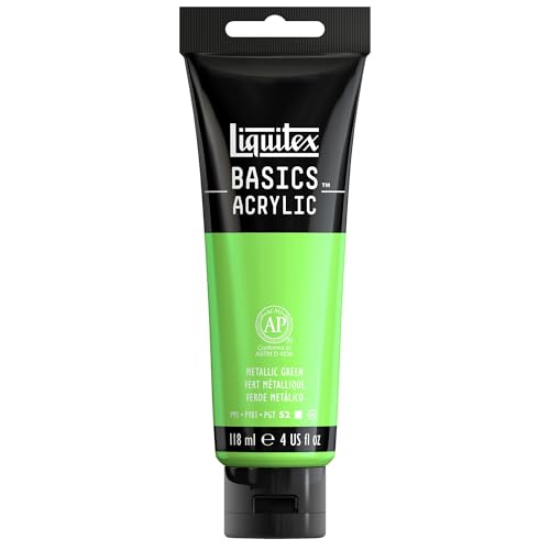 Liquitex 1046346 Basics Acrylfarbe 118ml - Metallic Grün – Künstler-Acrylfarbe, hochpigmentiert, lichtecht, mittlere Viskosität, seidenglänzend, deckend – Ideal für Leinwand, Holz & Papier Liquitex 1046346 Basics Acrylfarbe 118ml - Metallic Grün – Künstler-Acrylfarbe, hochpigmentiert, lichtecht, mittlere Viskosität, seidenglänzend, deckend – Ideal für Leinwand, Holz & Papier von Liquitex