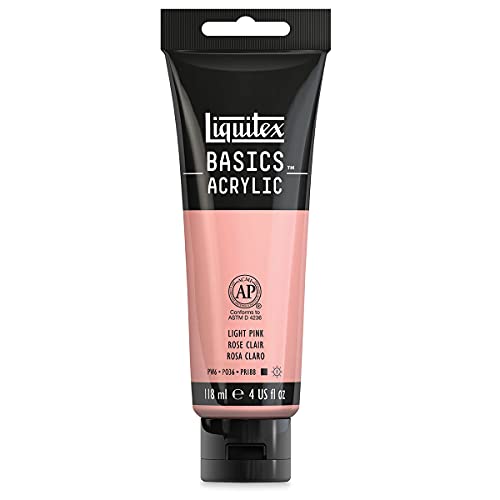 Liquitex 1046810 Basics - Acrylfarbe, monopigmentierte Künstlerpigmente, lichtecht, mittlere Viskosität, Achivqualität, seidenglänzender Finish, 118ml Tube, portraitrosa hell von Liquitex