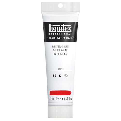 Liquitex 1047292 Professional Heavy Body Acrylfarbe in Künstlerqualität mit ausgezeichneter Lichtechtheit in buttriger Konsistenz, 138ml Tube - Naphtholrot Karmin von Liquitex
