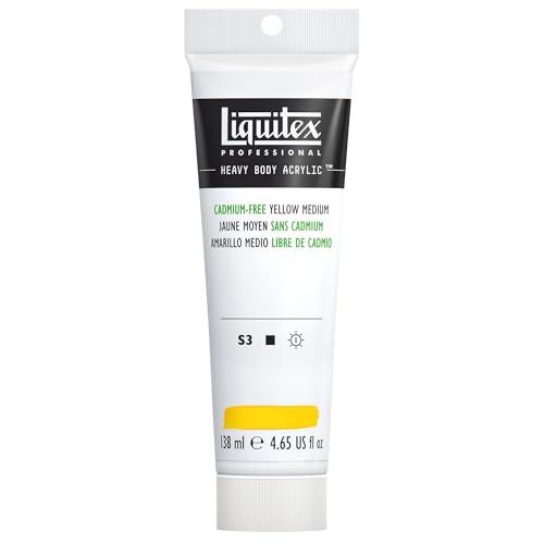 Liquitex 1138890 Professional Heavy Body Acrylfarbe in Künstlerqualität mit ausgezeichneter Lichtechtheit in buttriger Konsistenz, 138ml Tube - Kadmiumfrei Gelb mittel von Liquitex