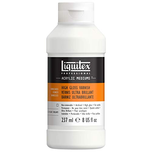 Liquitex 126608 Professional Hochglänzender Firnis, Fixativ für Acrylfarben, glänzender Oberflächenschutz, 237 ml Flasche von Liquitex