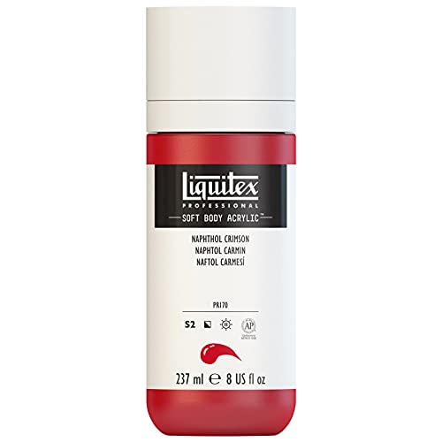 Liquitex 1923292 Professional Acrylfarbe Soft Body - Künstlerfarbe in cremiger deckender Konsistenz, hohe Pigmentierung, lichtecht & alterungsbeständig, 237ml Flasche - Naphtholrot Karmin von Liquitex