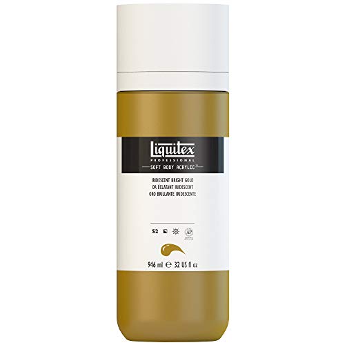 Liquitex 1946234 Professional Acrylfarbe Soft Body - Künstlerfarbe in cremiger deckender Konsistenz, hohe Pigmentierung, lichtecht & alterungsbeständig, 946ml Flasche - Irisierendes Helles Gold von Liquitex