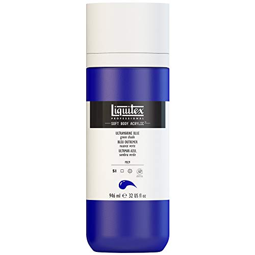 Liquitex 1946380 Professional Acrylfarbe Soft Body - Künstlerfarbe in cremiger deckender Konsistenz, hohe Pigmentierung, lichtecht & alterungsbeständig, 946ml Flasche - Ultramarinblau (Grünton) von Liquitex