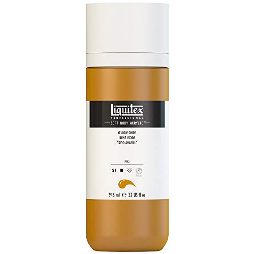 Liquitex 1946416 Professional Acrylfarbe Soft Body - Künstlerfarbe in cremiger deckender Konsistenz, hohe Pigmentierung, lichtecht & alterungsbeständig, 946ml Flasche - Oxidgelb von Liquitex