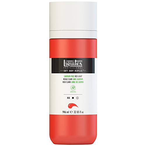 Liquitex 1946893 Professional Acrylfarbe Soft Body - Künstlerfarbe in cremiger deckender Konsistenz, hohe Pigmentierung, lichtecht & alterungsbeständig, 946ml Flasche - Kadmiumfrei Rot Hell von Liquitex