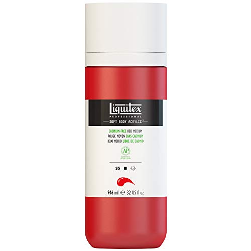 Liquitex 1946894 Professional Acrylfarbe Soft Body - Künstlerfarbe in cremiger deckender Konsistenz, hohe Pigmentierung, lichtecht & alterungsbeständig, 946ml Flasche - Kadmiumfrei Rot Mittel von Liquitex