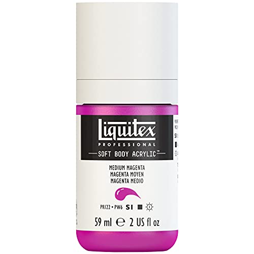 Liquitex 1959500 Professional Acrylfarbe Soft Body - Künstlerfarbe in cremiger deckender Konsistenz, hohe Pigmentierung, lichtecht & alterungsbeständig, 59ml Flasche - Mittelmagenta von Liquitex