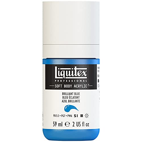 Liquitex 1959570 Professional Acrylfarbe Soft Body - Künstlerfarbe in cremiger deckender Konsistenz, hohe Pigmentierung, lichtecht & alterungsbeständig, 59ml Flasche - Brillantblau von Liquitex