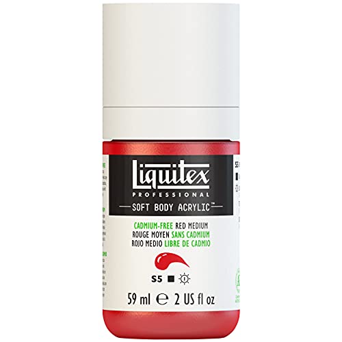 Liquitex 1959894 Professional Acrylfarbe Soft Body - Künstlerfarbe in cremiger deckender Konsistenz, hohe Pigmentierung, lichtecht & alterungsbeständig, 59ml Flasche - Kadmiumfrei Rot Mittel von Liquitex