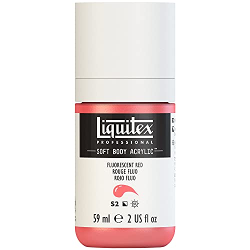 Liquitex 1959983 Professional Acrylfarbe Soft Body - Künstlerfarbe in cremiger deckender Konsistenz, hohe Pigmentierung, lichtecht & alterungsbeständig, 59ml Flasche - Rot Fluo von Liquitex