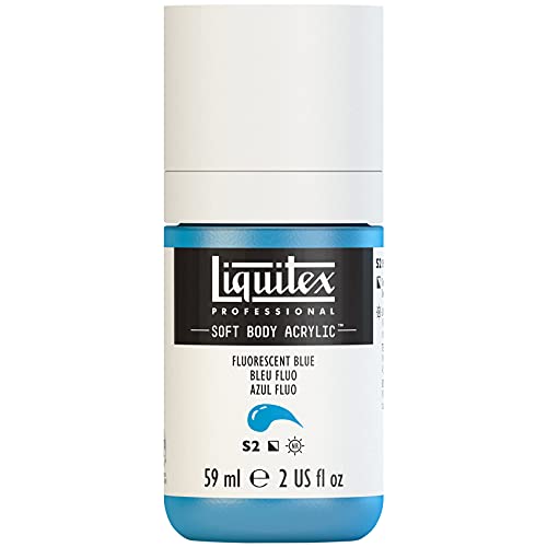 Liquitex 1959984 Professional Acrylfarbe Soft Body - Künstlerfarbe in cremiger deckender Konsistenz, hohe Pigmentierung, lichtecht & alterungsbeständig, 59ml Flasche - Blau Fluo von Liquitex