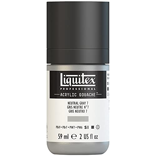 Liquitex 2059600 'Liquitex Professional Acrylic Gouache, Acrylfarbe mit Gouache Eigenschaften, Lichtecht, wasserfest, 59ml Dosier - Flasche - Neutralgrau Nr. 7 von Liquitex