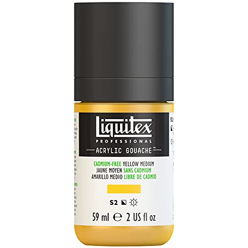 Liquitex 2059890 'Liquitex Professional Acrylic Gouache, Acrylfarbe mit Gouache Eigenschaften, Lichtecht, wasserfest, 59ml Dosier - Flasche - Kadmiumfrei Gelb Mittel von Liquitex