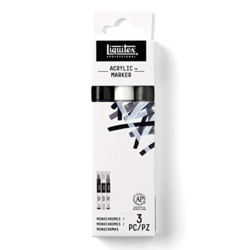 Liquitex 3699242 Professional Paint Acrylfarben Marker, Künstlerpigmente zum Zeichen, Malen auf Papier, Leinwand, Textilien, feine Spitze - 3 Marker Set Monochrome Liquitex 3699242 Professional Paint Acrylfarben Marker, Künstlerpigmente zum Zeichen, Malen auf Papier, Leinwand, Textilien, feine Spitze - 3 Marker Set Monochrome von Liquitex