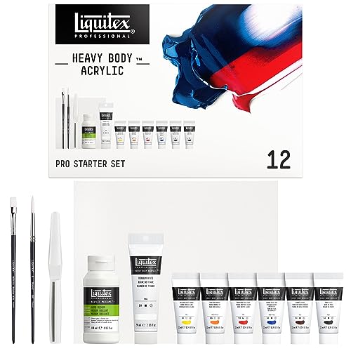 Liquitex 3699313 Professional Heavy Body Acrylfarbe in Künstlerqualität mit ausgezeichneter Lichtechtheit in buttriger Konsistenz, Starterset - 6 Farben in 22 ml Tuben von Liquitex