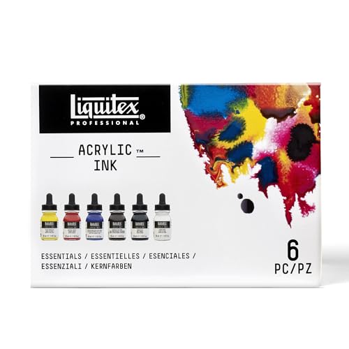 Liquitex 3699314 flüssige Professional Acrylfarben - Ink, Set - 6 Farben a 30 ml Tusche, basisfarben von Liquitex