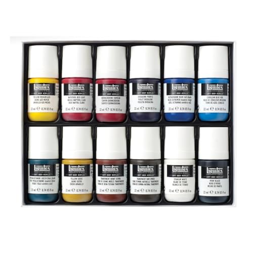 Liquitex 3699321 Professional Soft Body Acrylfarbe mit hochwertigen Pigmenten, hohe Farbbrillanz, lichtbeständig, deckend, wasserfest und umweltfreundlich, Acrylset 12 Farben in 22ml - Essentials Liquitex 3699321 Professional Soft Body Acrylfarbe mit hochwertigen Pigmenten, hohe Farbbrillanz, lichtbeständig, deckend, wasserfest und umweltfreundlich, Acrylset 12 Farben in 22ml - Essentials von Liquitex