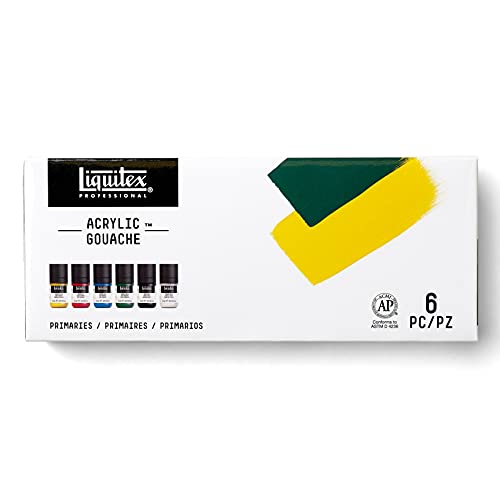 Liquitex 3699322 Acrylfarbe mit Gouache Eigenschaften, Lichtecht, wasserfest, 6 Acrylfarben in 22ml Tuben - Primärfarben von Liquitex