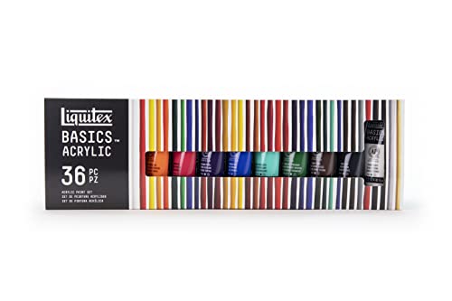 Liquitex 3699360 Basics Studio Acrylfarbe, 36 Farben in 22 ml tuben aus hochwertige und Beständige Pigmente, sehr deckende Farben, ausgezeichnete Lichtbeständigkeit, Wasserfest von Liquitex