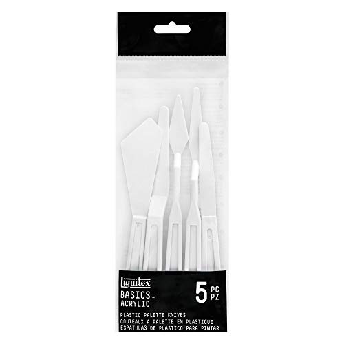 Liquitex 3699371 Basics Kunstoff Malmesser Set, 5 Palettenmesser in verschieden Formen und Größen für Acrylfarben oder Ölfarben von Liquitex