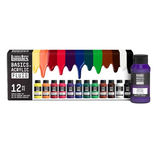 Liquitex 3699431 Basics Fluid Acrylfarbe Set mit fließender Konsiszenz, schnell trocknend, lichtecht, wasserfest, auf Wasserbasis - 12 Farbenset a 118ml Flaschen Liquitex 3699431 Basics Fluid Acrylfarbe Set mit fließender Konsiszenz, schnell trocknend, lichtecht, wasserfest, auf Wasserbasis - 12 Farbenset a 118ml Flaschen von Liquitex